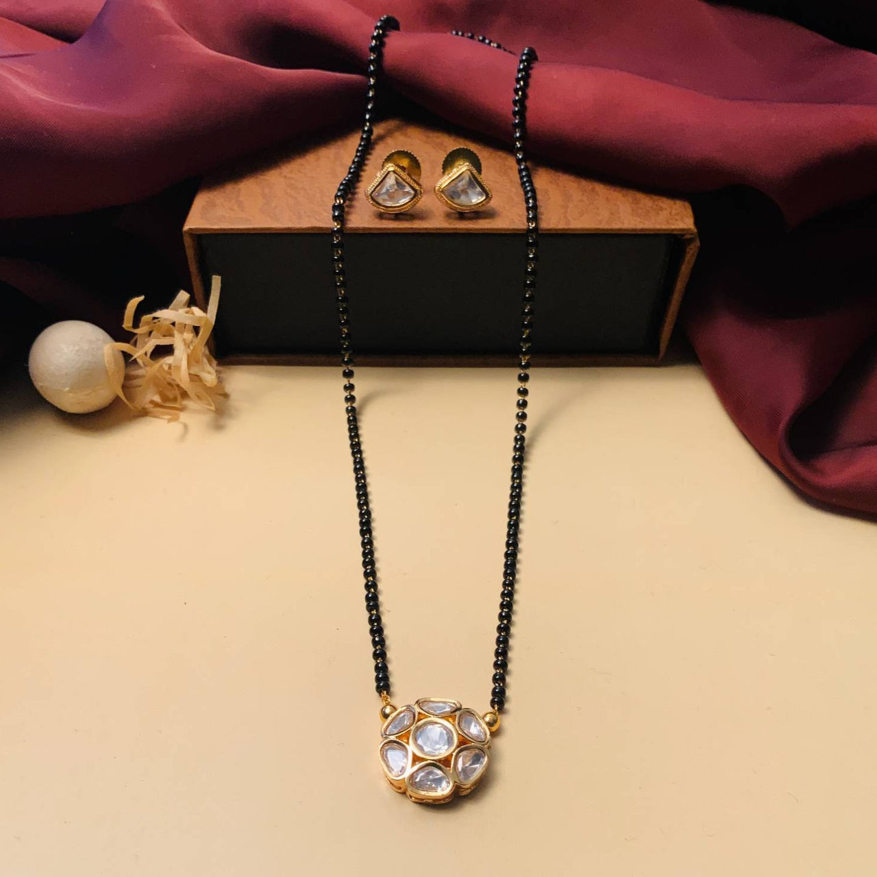 Moti pendant mangalsutra with earrings -SAMAR001MMS – www.soosi.co.in
